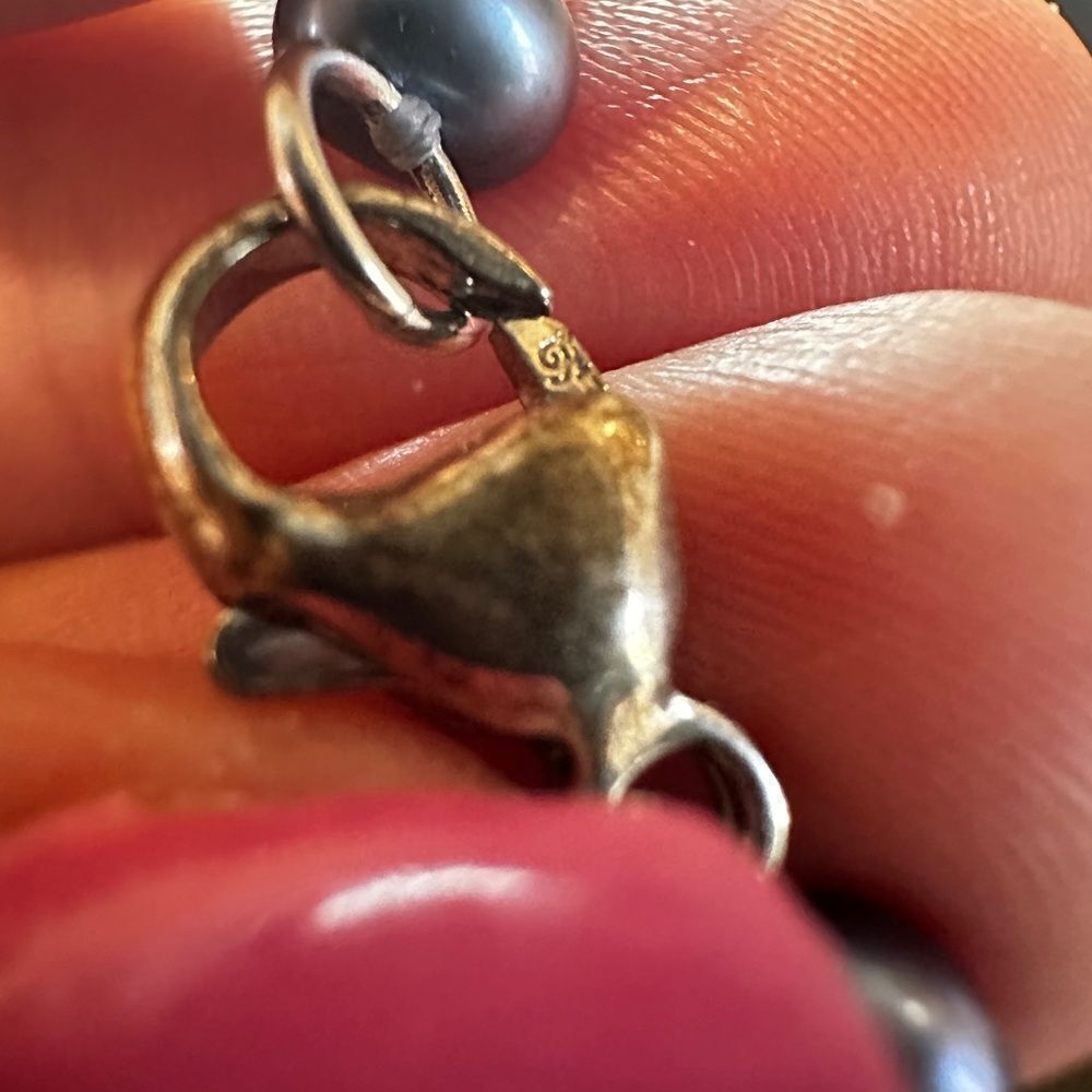 SALE! NWT Honora Collection black‎ pearl necklace with silver tone clasp! - Picture 4 of 9